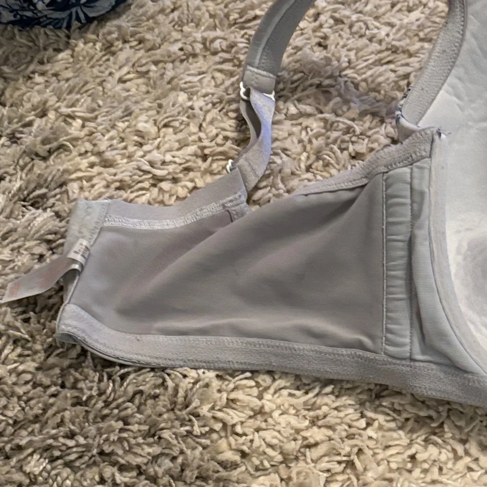 Cacique Blue and White Lace Accent Bra